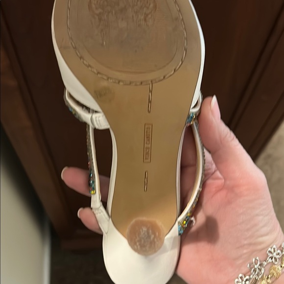 Vince Camuto White Heels with Sparkling Multicolor Straps - Picture 5 of 5